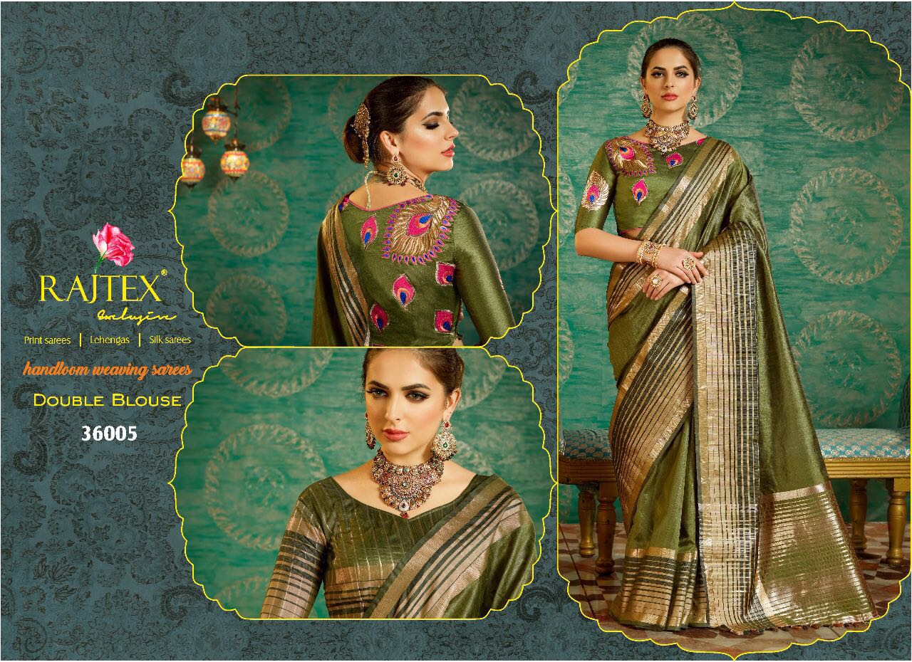 Rajtex Kesar Silk 36001 Series Handloom Silk Saree 2 Blouse