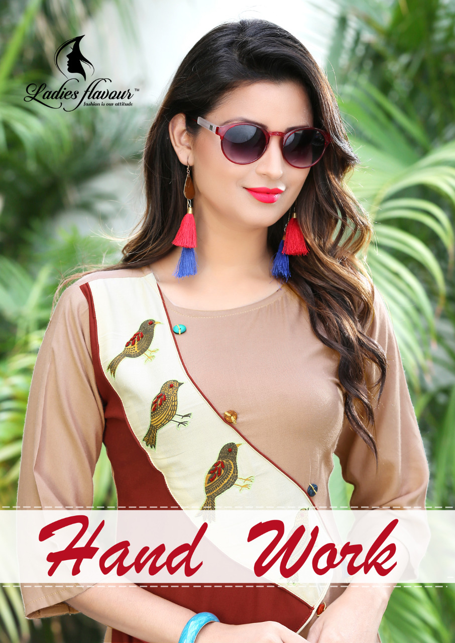 Ladies Flavour Hand Work 1501 Series Reyon Kurti Wholesale Dealer And Supplier Surat