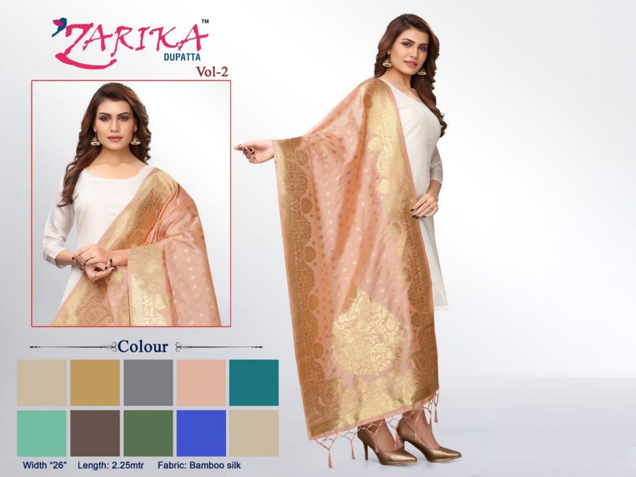 Zarika Dupatta Vol 2 Bamboo Silk Dupatta Collection Wholesaler Surat