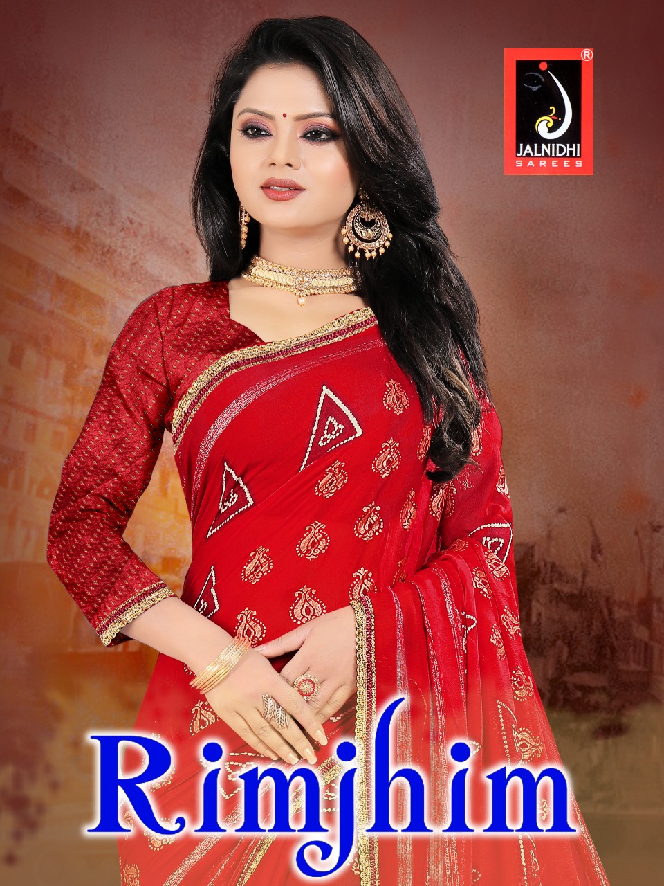 Rim Jhim By Jalnidhi Saree Fancy Light Weight Bandhni Saree Catlog Wholesale Dealer Surat
