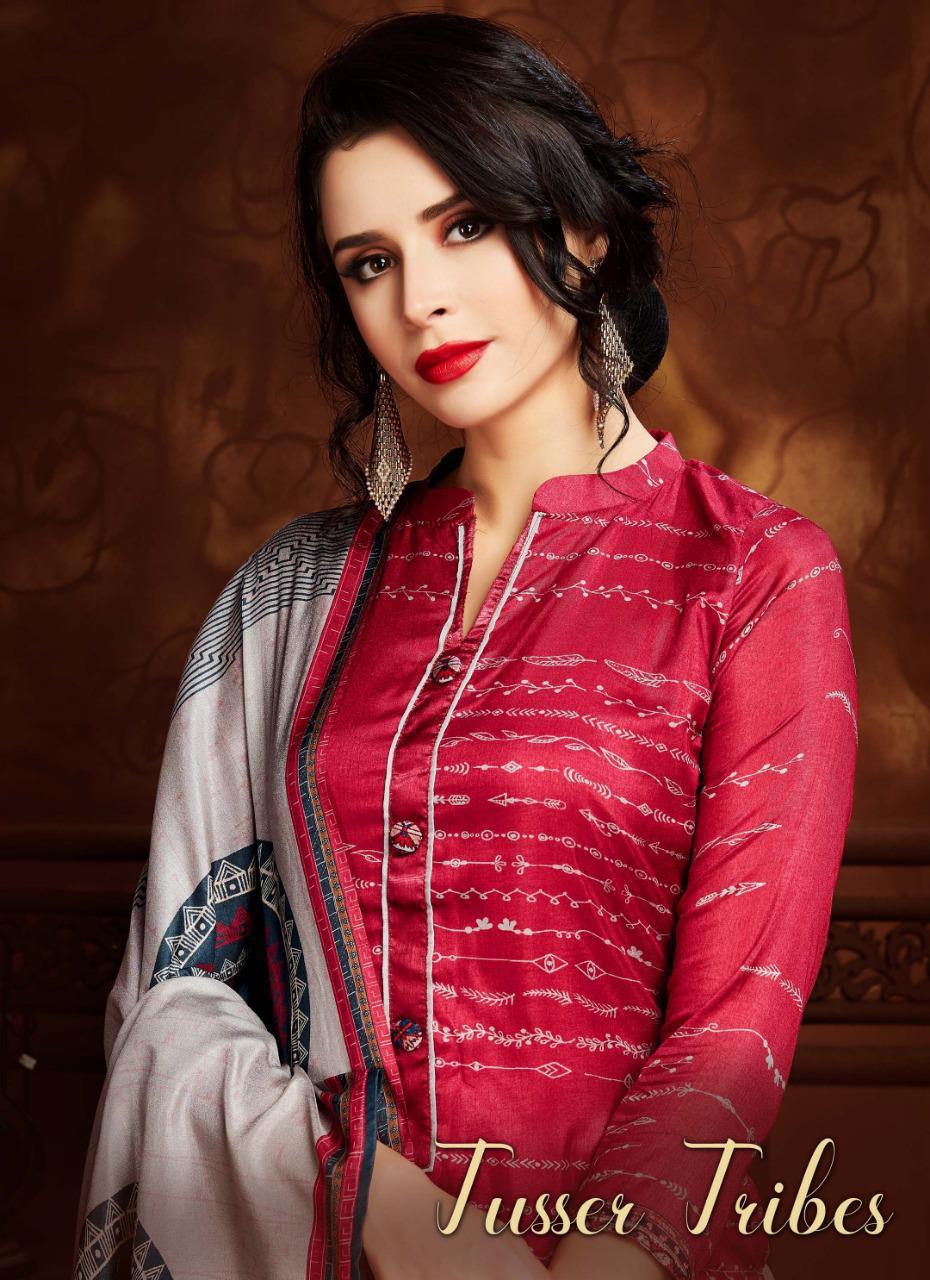 Tusser Tribes By Sangam Prints 101001 Series Fancy Tusser Silk Digital Printed Salwar Kameez Catlog ...