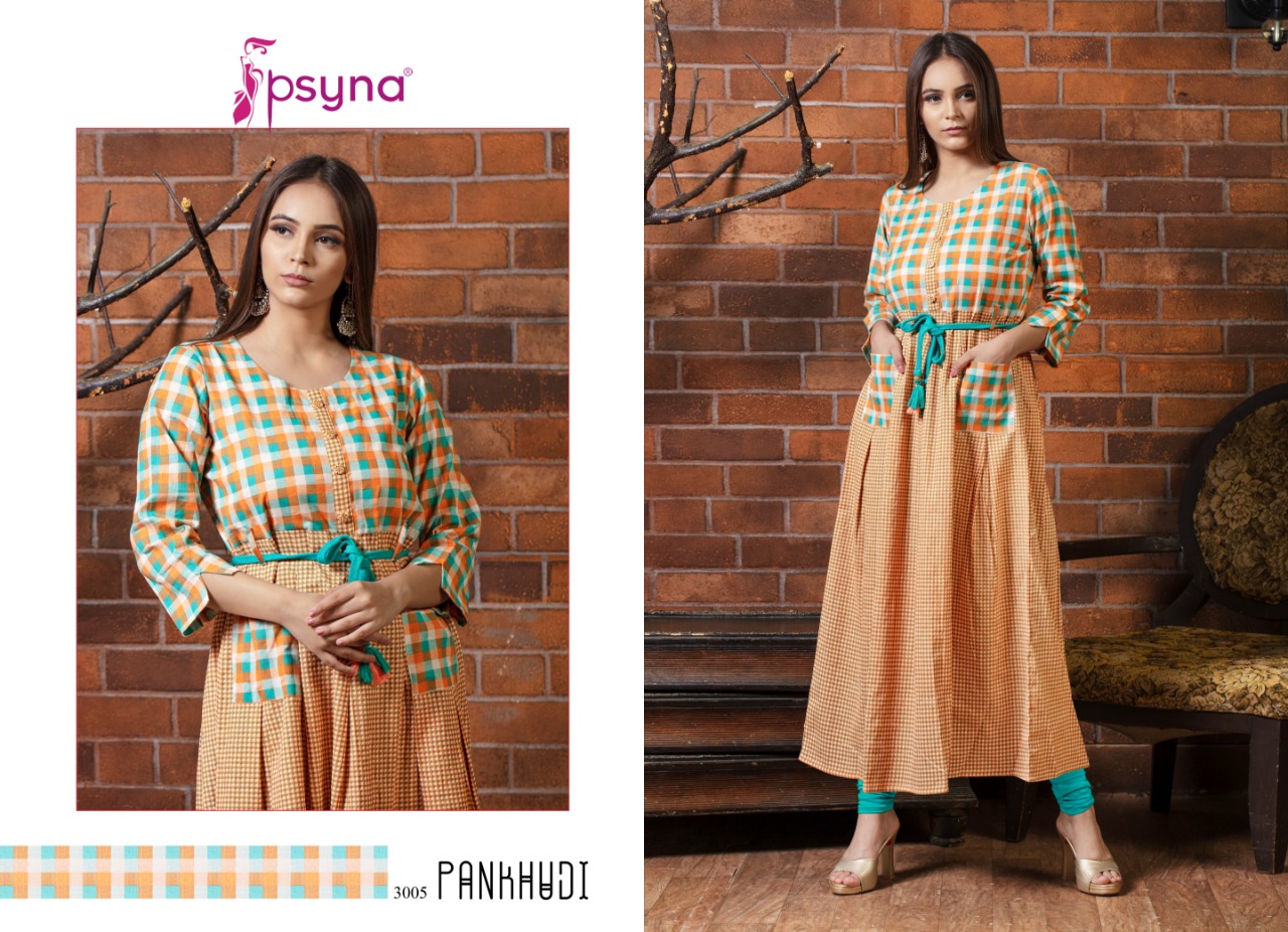 Pankhudi By Psyna 3001 Series Fancy Cotton Slub Printed Kurti Catlog Wholesale Dealer And Supplier S...