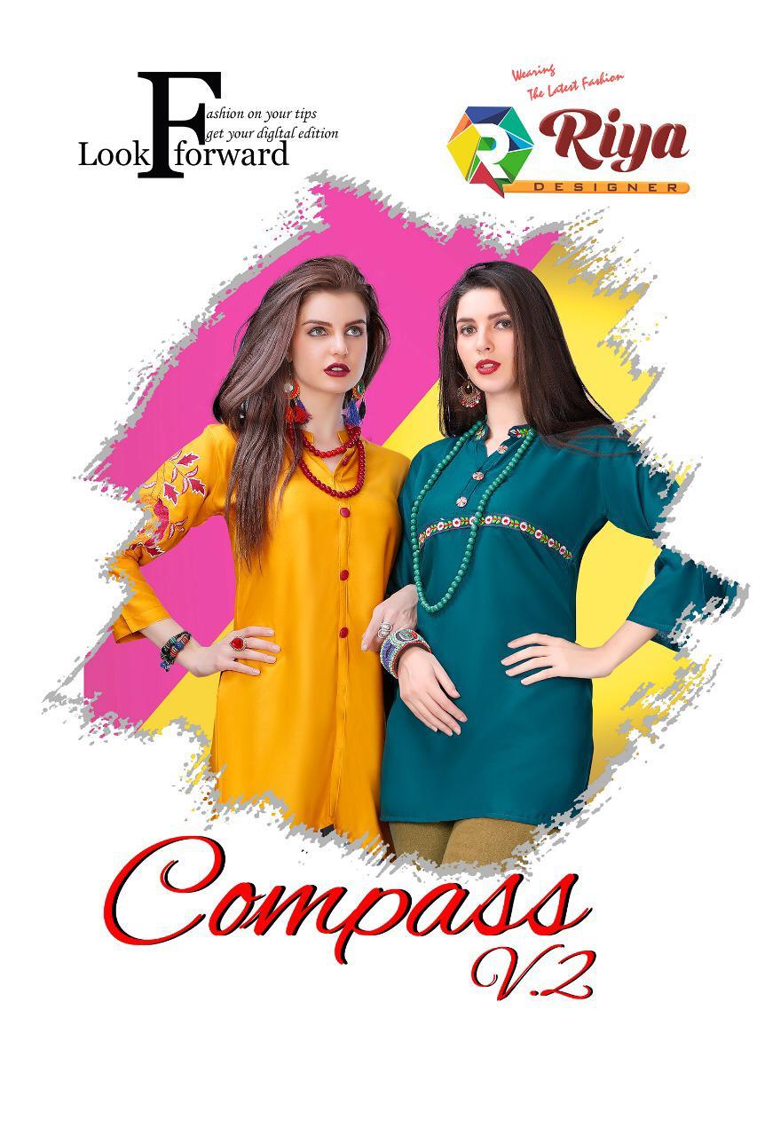 Compass Vol 2 By Riya Designer 501 Series Fancy Reyon Kurti Catlog Wholesaler Surat