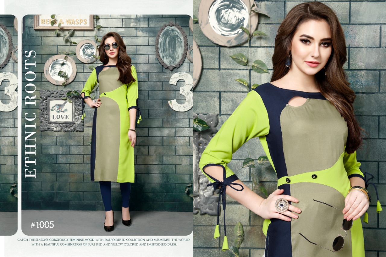 Pihuuu By L N Kurties 1001 Series Fancy Reyon Kurti Catlog Wholesale Dealer Surat