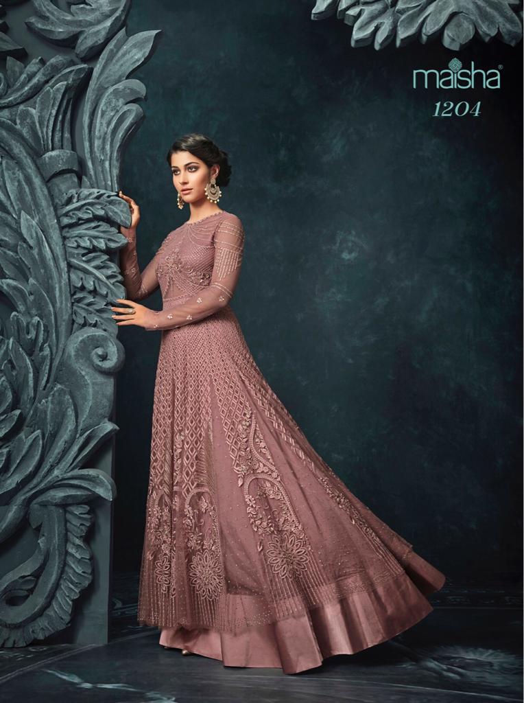 Hugs By Maisha 1201 To 1207 Series Fancy Designer Party Wear Gown Suit Collection Wholesale Dealer A...