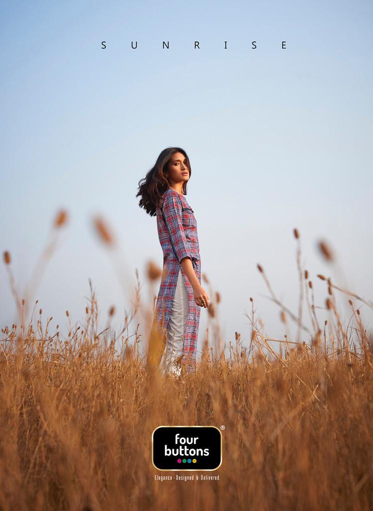 Sunrise By Four Buttons 3001 Series Fancy Pure Cotton Printed Kurti Collection Wholesaler Surat