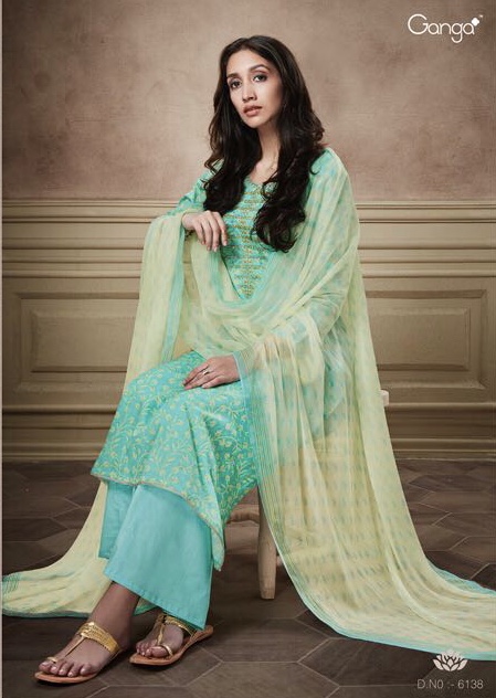 Ganga Nyra 6137 Series Cotton Printed Salwar Kameez Wholesaler And Supplier Surat