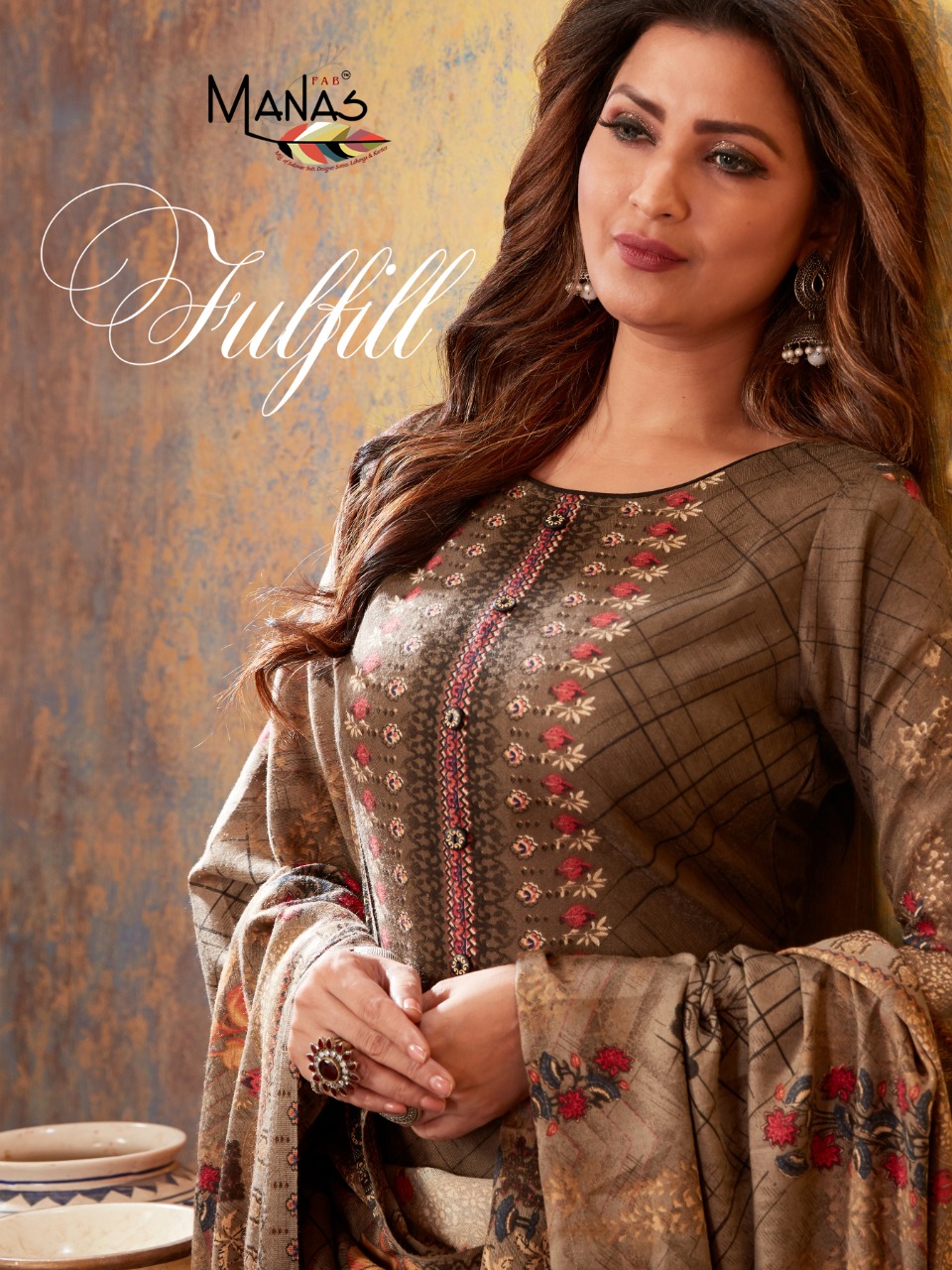 Pashmina Plazo By Manas Fab 7001 Series Fancy Woollen Pashmina Printed Kurti With Plazzo Dupatta Who...