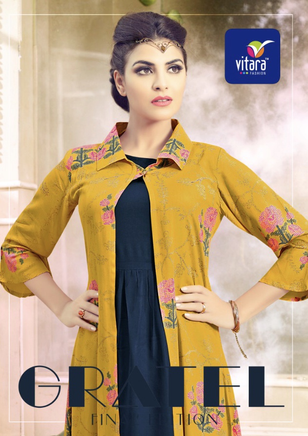 Gratel By Vitara Fashion 4001 Series Fancy Reyon Kurti Catlog Wholesaler Surat