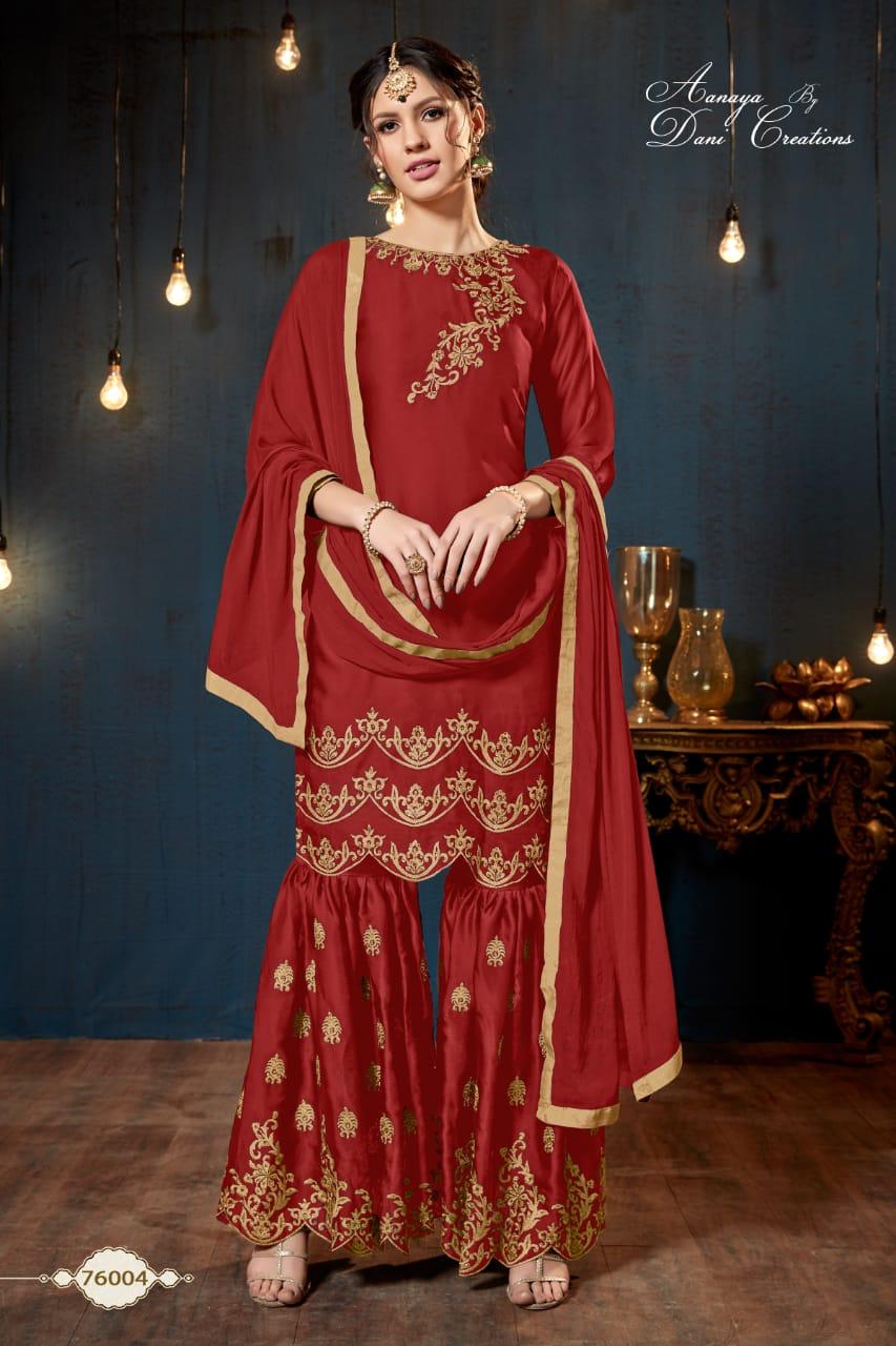 Aanaya 76000 Series By Twisha Designer Satin Georgette Party Wear Sarara Suit Suit Collection Wholes...