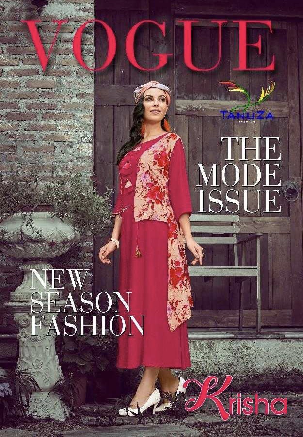 Krisha By Tanuja 331 Series Fancy Heavy Reyon Kurti Catlog Wholesale Dealer Surat