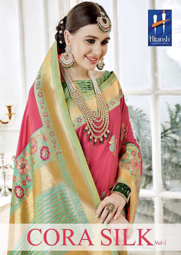 Hitansh Cora Silk Vol 1 3501 Series Weaving Silk Saree Dealr
