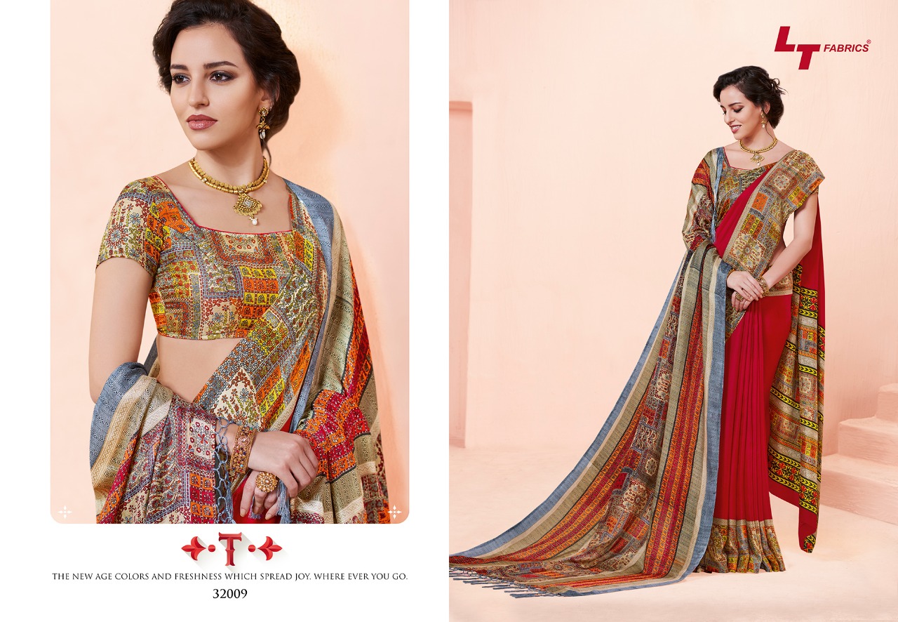 Pashmina Silk By Lt Fabrics 32001 Series Designer Pashmina Silk Printed Saree With Pashmina Dupatta ...