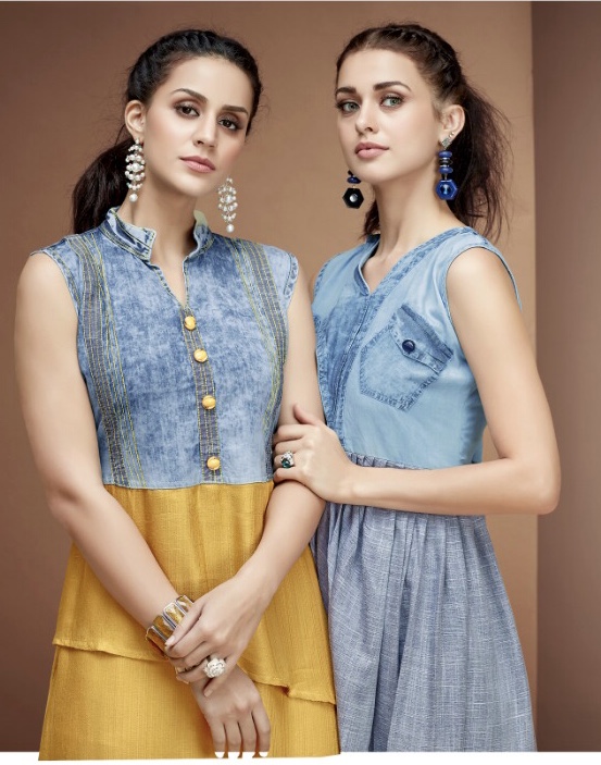 Flashy Vol 3 By Diva 120 Series Fancy Deaigner Pure Cotton Denim Kurti Catlog Wholesaler Surat