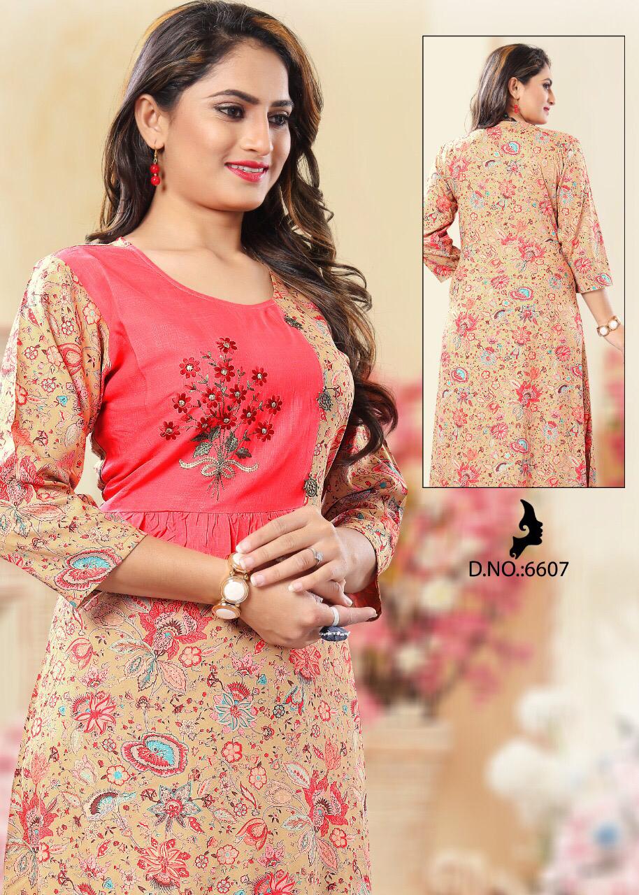 Stardom By Ariza 6601 Series Fancy Reyon Printed Kurti Catlog Whllesaler Surat