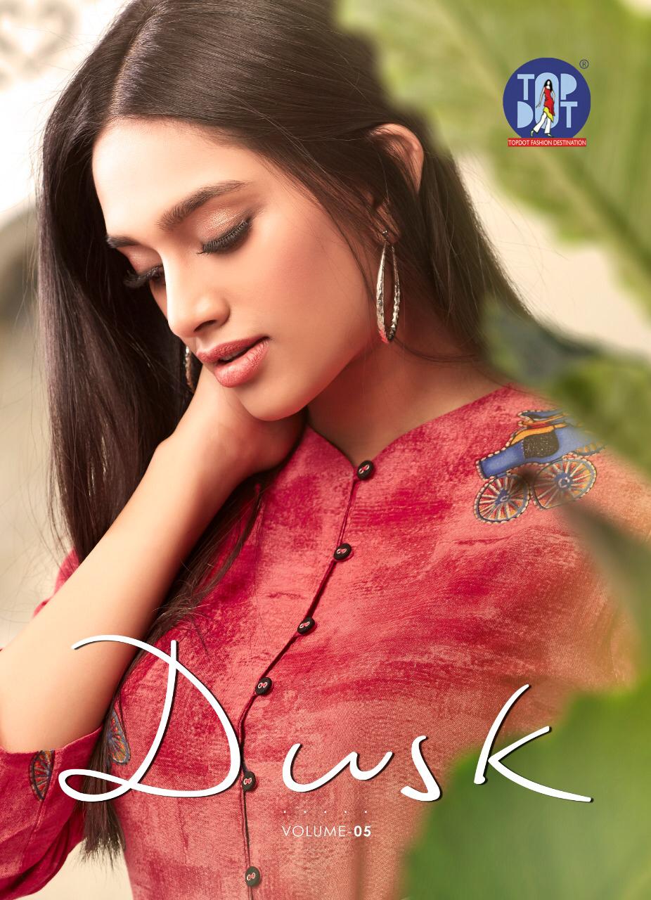 Dusk Vol 5 By Eternal Top Dot 201 Series Designer Reyon Kurti Catlog Wholesaler Surat