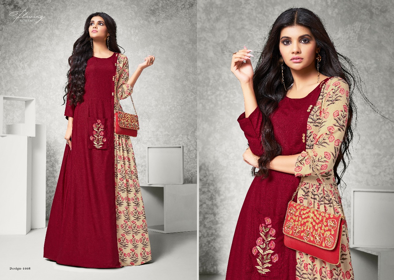 S More Ciaz 1001 Series Gown Style Kurti Catlog Wholesaler Surat