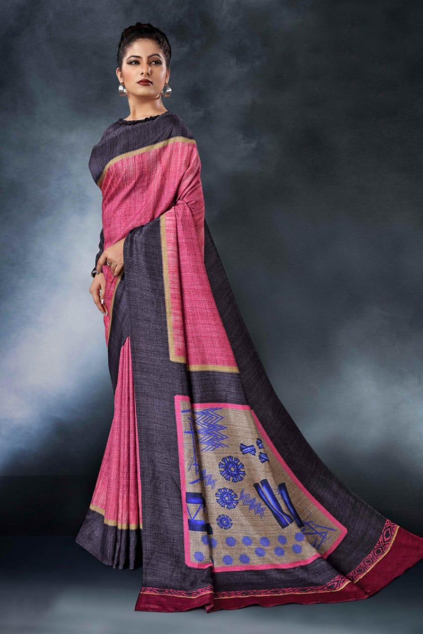 Monalisha By Nari Fashion 1551 Series Fancy Tusser Silk Printed Saree Collection Wholesaler Surat