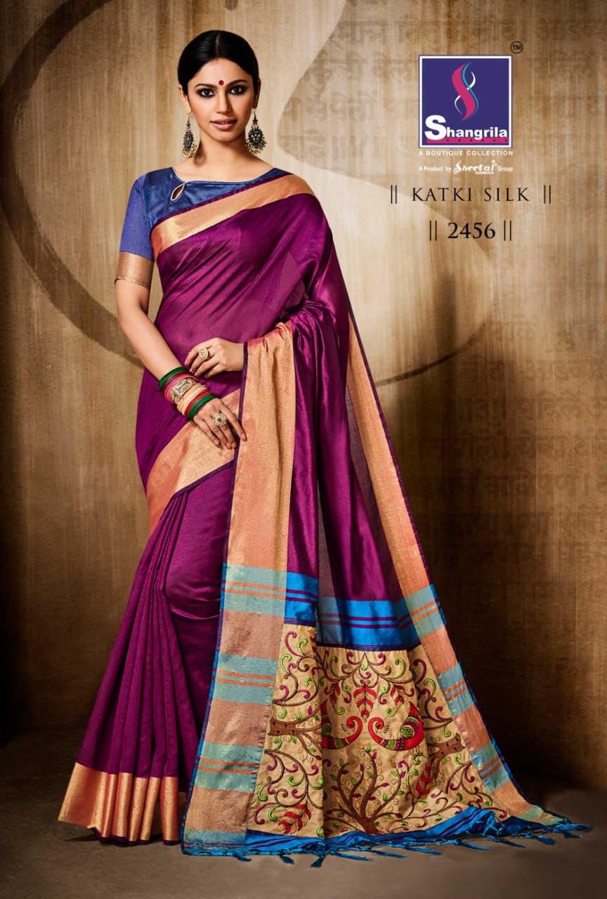 Katki Silk By Shangrila 2451 Series Designer Weaving Silk Saree Catlog Wholesale Dealer And Supplier...
