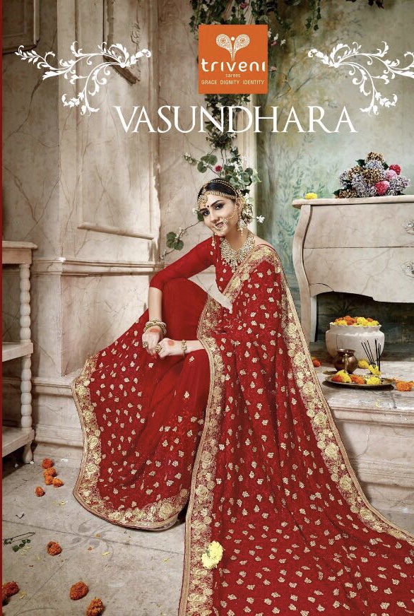 Triveni Vasundhara 7401 Series Bridal Saree Collection Surat
