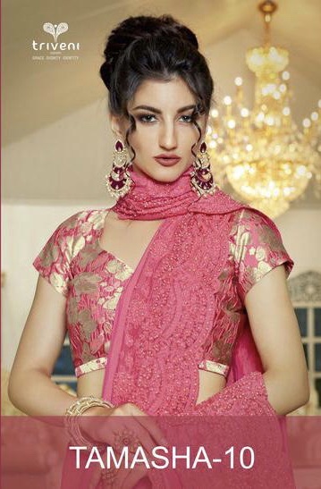Tamasha Vol 10 By Triveni 96105 Series Designer Party Wear Saree Collection Wholesaler Surat