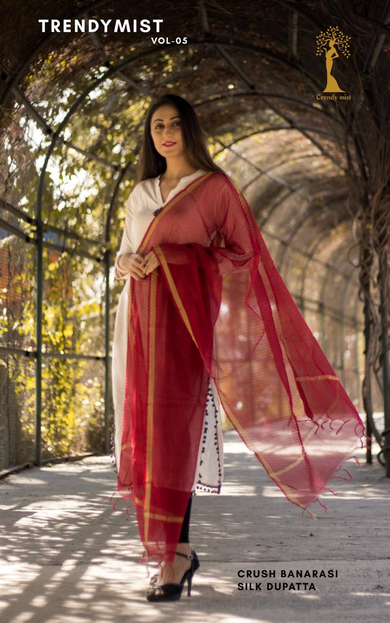 Trendymist Vol 05 By Trendy Mist Fancy Crush Banarasi Silk Dupatta Collection Wholesale Dealer Surat