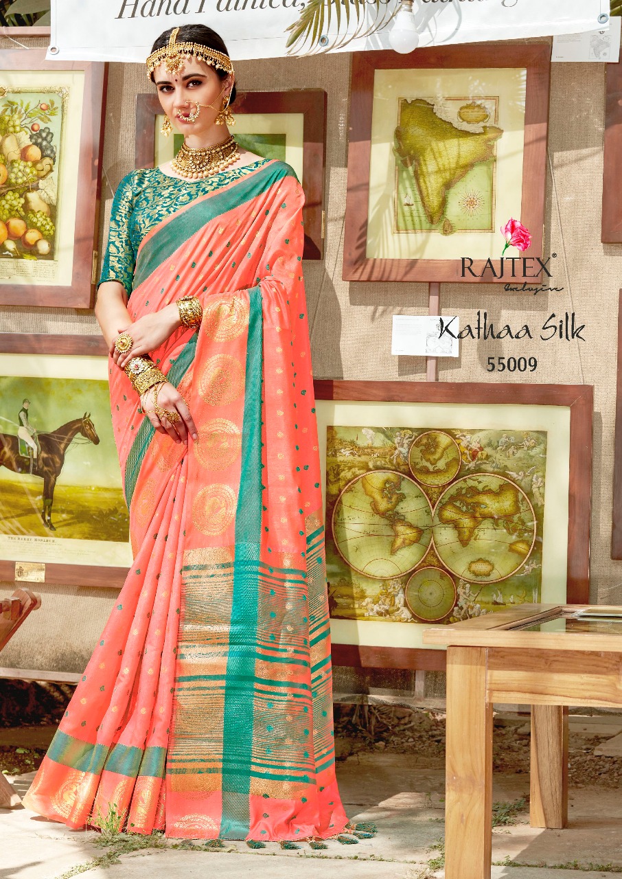 Rajtex Kathaa Silk 55001 Series Nylon Silk Saree Catlog Wholesale Dealer And Supplier Surat