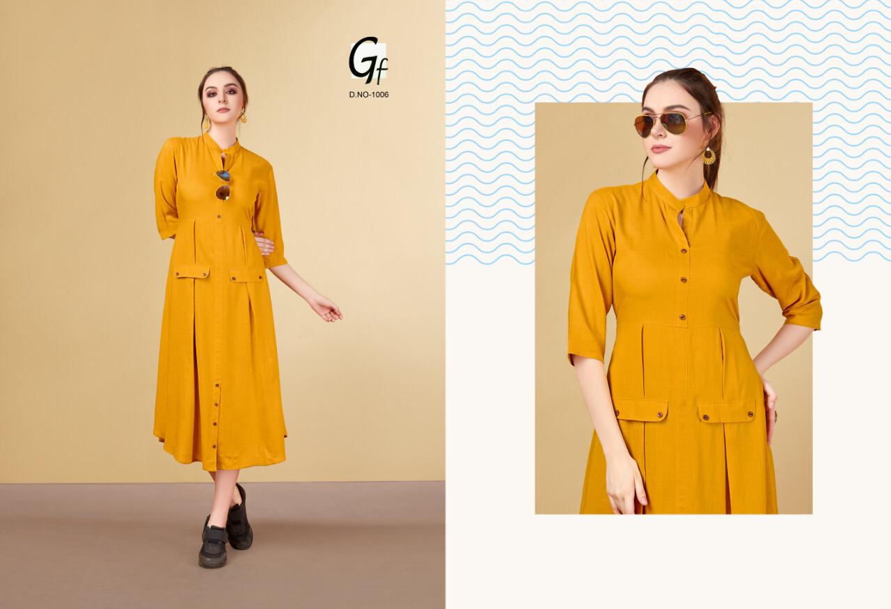 Bella By Gf 1001 Series Fancy Pure Reyon Kurti Catlog Wholesaler Surat