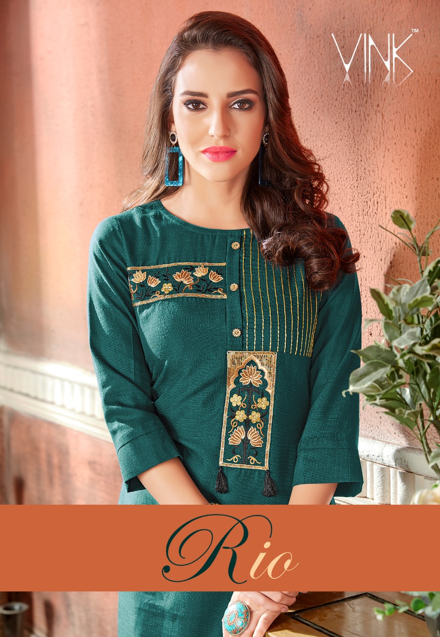 Rio By Vink 391 Series Fancy Linen Cotton Kurti Collection Wholesaler Surat