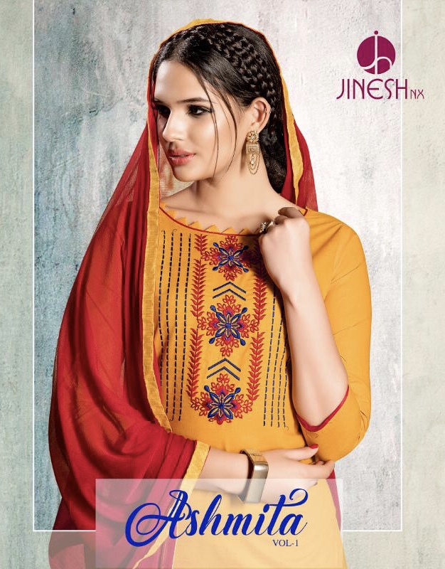Ashmita Vol 1 By Jinesh Nx 1001 Series Fancy Votton Salwar Kameez Catlog Wholesaler Surat