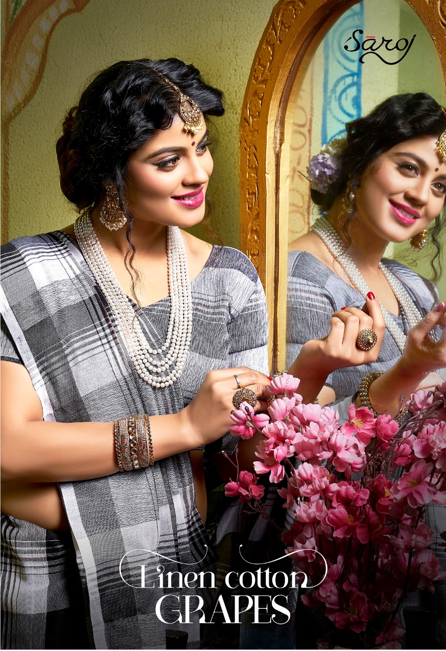 Grapes By Saroj 1001 Series Fancy Linen Cotton Handloom Printed Saree Catlog Wholesale Dealer And Su...