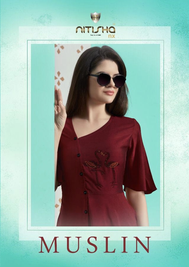 Muslin By Nitisha Nx 2001 Series Fancy Muslin Cotton Kurti Catlog Wholesaler Surat