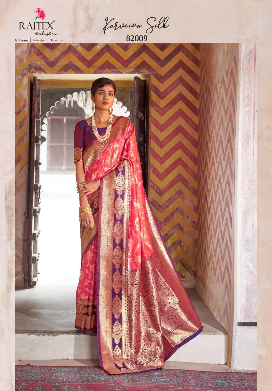 Karveena Silk By Rajtex 82001 Series Fancy Traditional Party Wear Saree Collection Wholesaler Surat