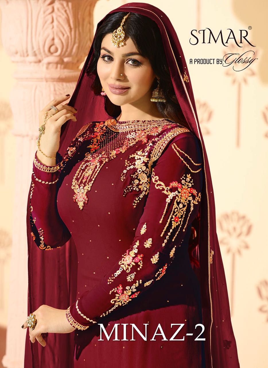 Glossy Minaz Vol 2 225 Series Gorget Party Wear Salwar Kameez Catlog Wholesale Dealer And Supplier S...