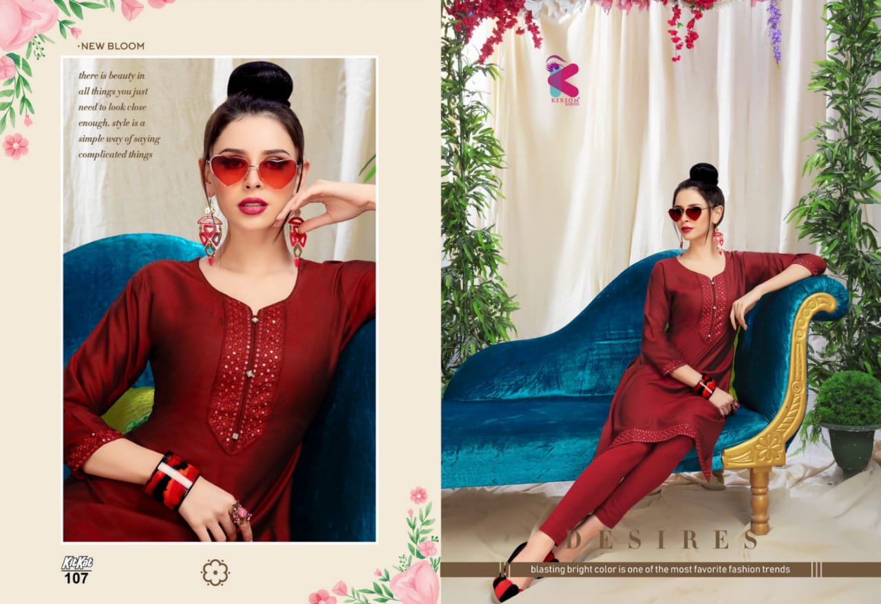 Kitkat By Kersom Kurti 101 Series Fancy Reyon Kurti Catlog Wholesale Dealer Surat