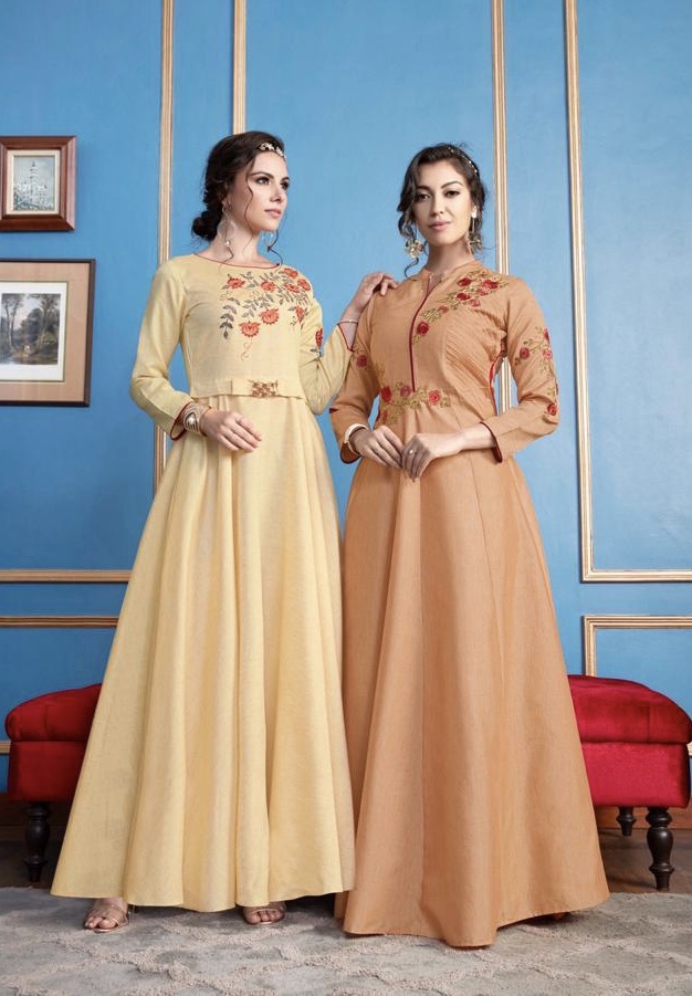 Magical By Poonam Designer 3001 Series Fancy Two Tone Silk Gown Collection Wholesaler Surat