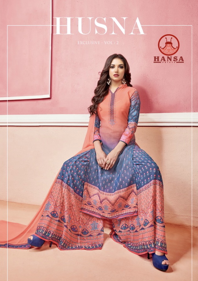Hansa Prints Husna Ara Exclusive Vol 2 2001 Series Designer Printed Sarara Suit Collection Wholesale...
