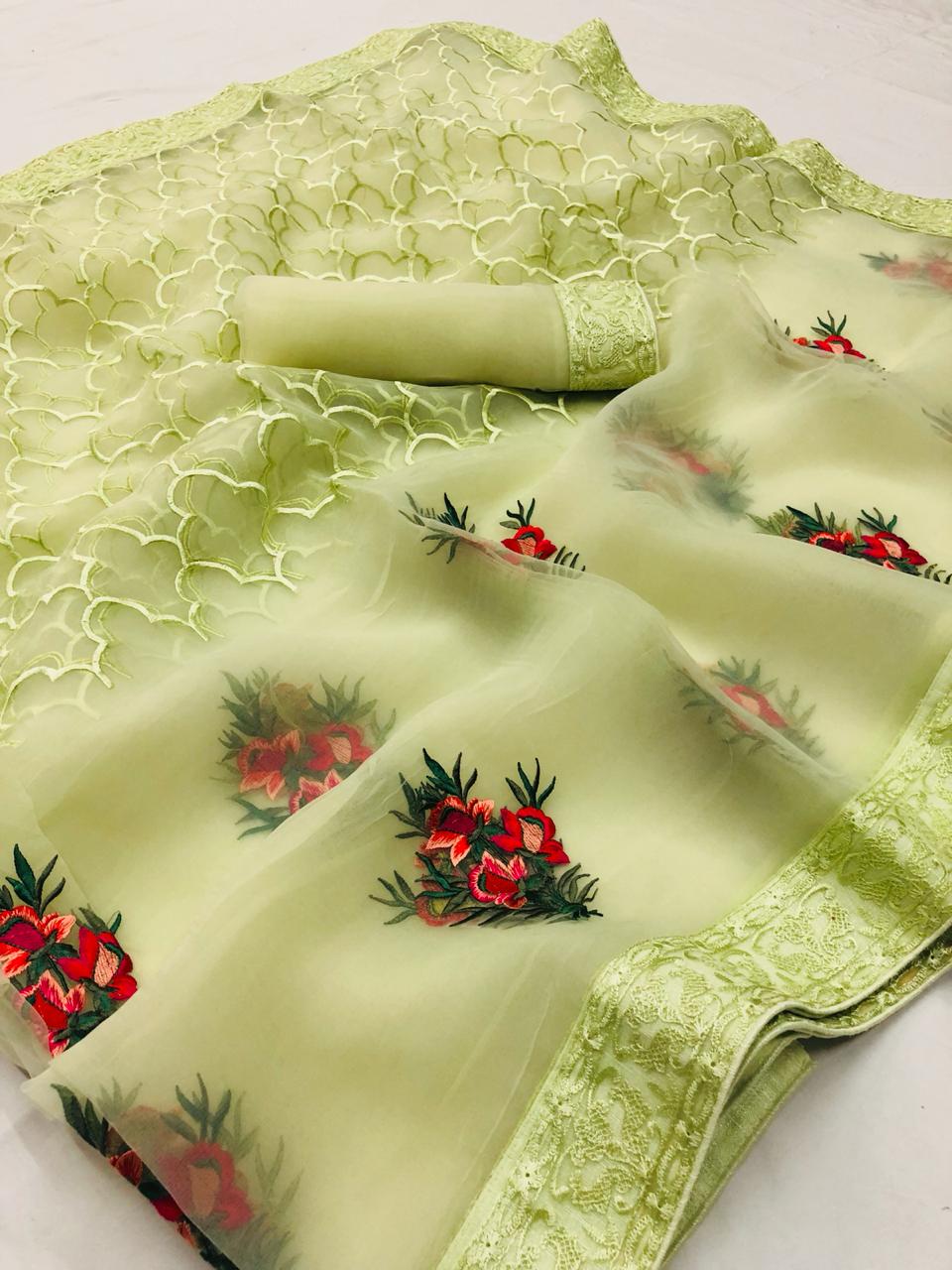 Amayra By Lt Fabrics Deaigner Organza Embroidery Saree Collection Wholesale Dealer Surat