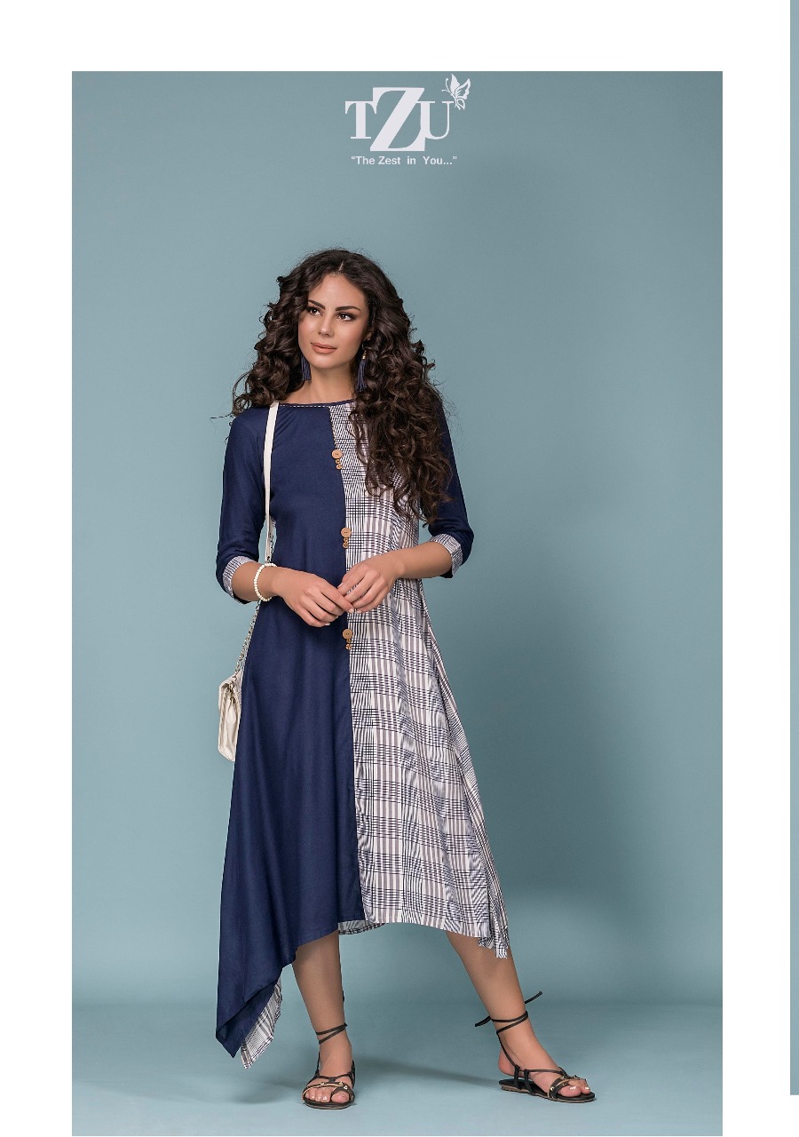 Vision By Tzu Lifestyle 1001 Series Fancy Reyon Slub Cotton Kurti Catlog Wholesale Dealer Surat