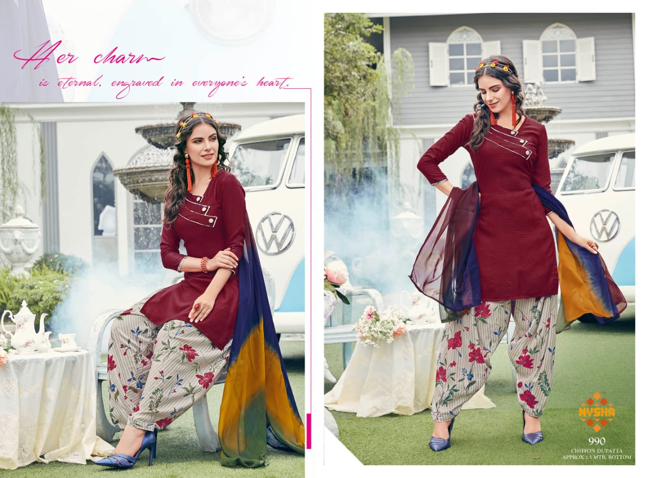 Nysha Patiyala Vol 6 By Anmol Tex 989 Series Fancy Cotton Patiala Salwar Kameez Catlog Wholesale Dea...
