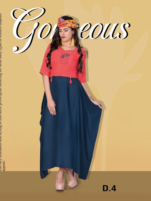 Orange Fancy Reyon Kurti Catlog Wholesale Dealer Surat