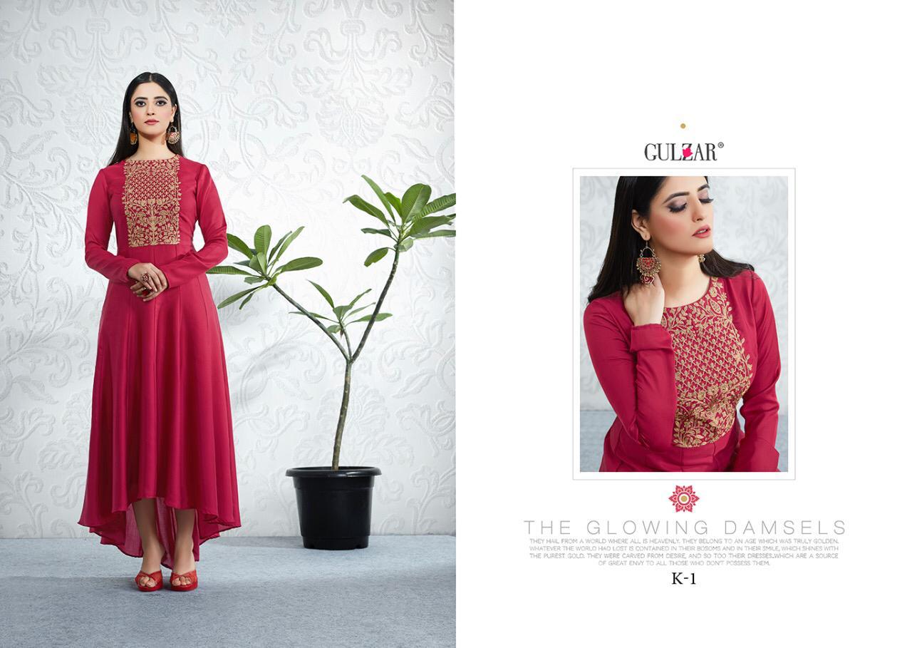 K Series Vol 1 By Gulzar K 1 Series Fancy Modal Satin Embroidery Kurti Catlog Wholesale Dealer Surat