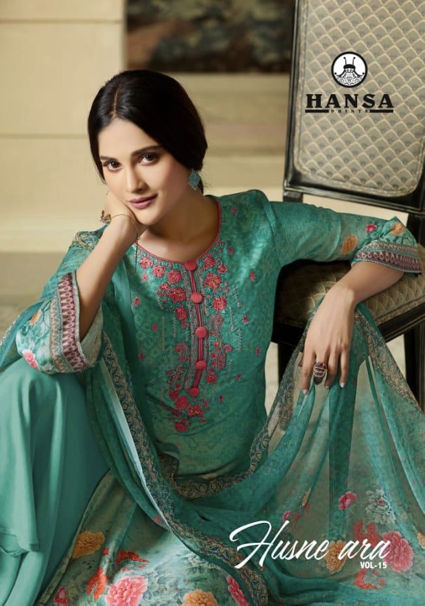 Husne Ara Vol 15 By Hansa Prints 15001 Series Fancy Satin Georgette Digital Printed Salwar Kameez Ca...