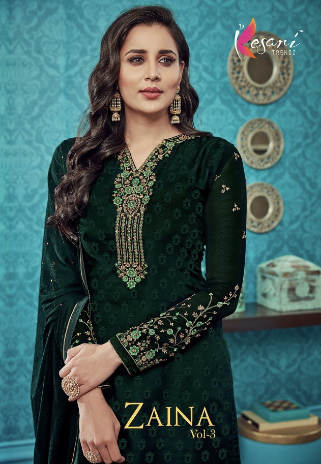 Zaina Vol 3 By Kesari Trendz 3117 Series Fancy Megical Brasso Salwar Kameez Catlog Wholesaler Surat
