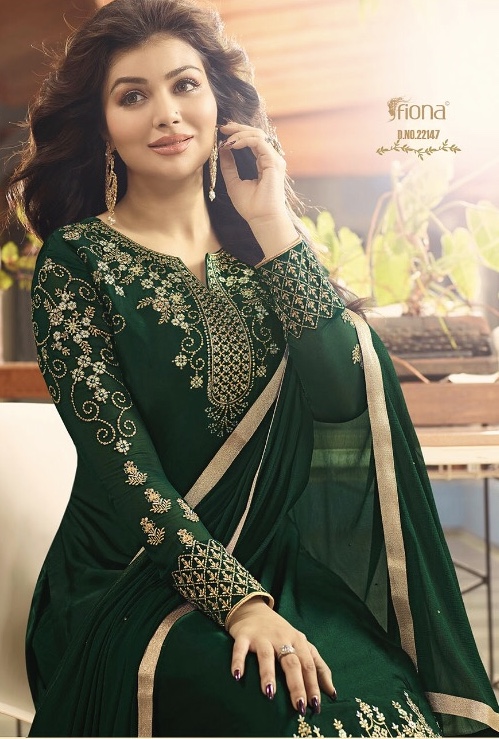 Ayesha Bottom Work By Fiona 22141 Series Designer Satin Georgette Salwar Kameez Catlog Wholesale Dea...