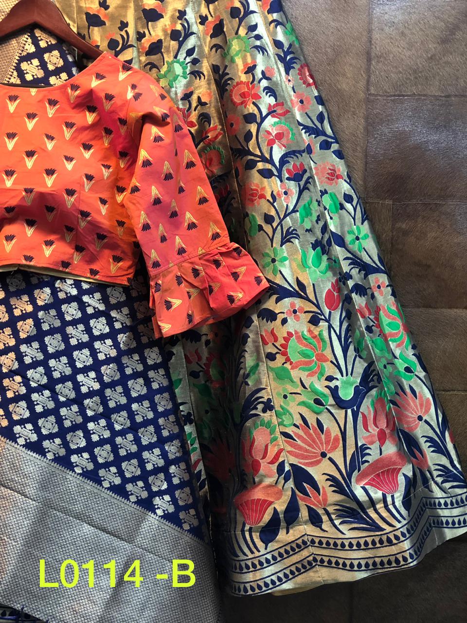 Gf L0114 A B C Designer Banarsi Silk Lehnga Collection Wholesaler Surat