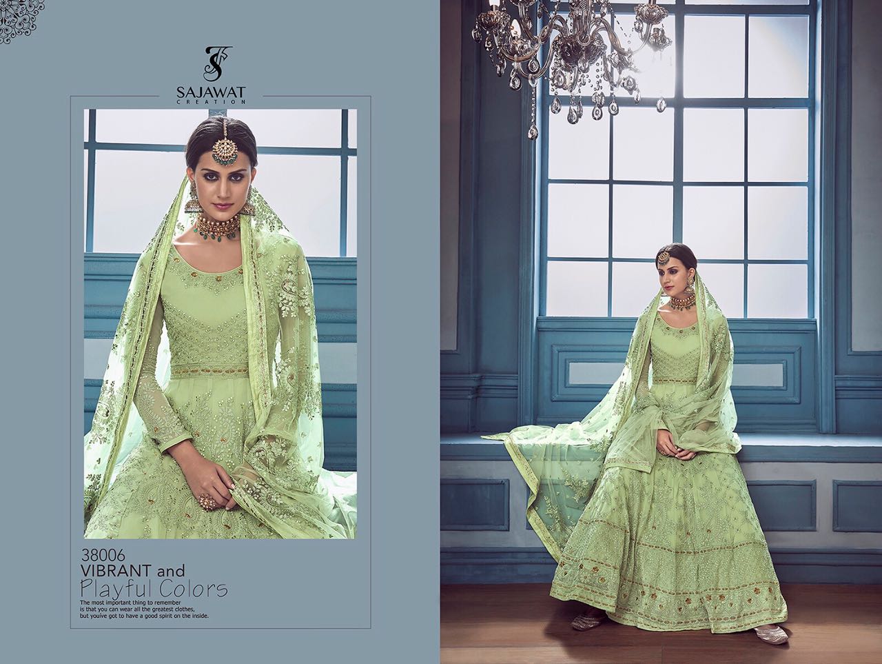 Sajawat Creation Begam 38001 Series Designer Gown Suit Collection Wholesaler And Supplier Surat