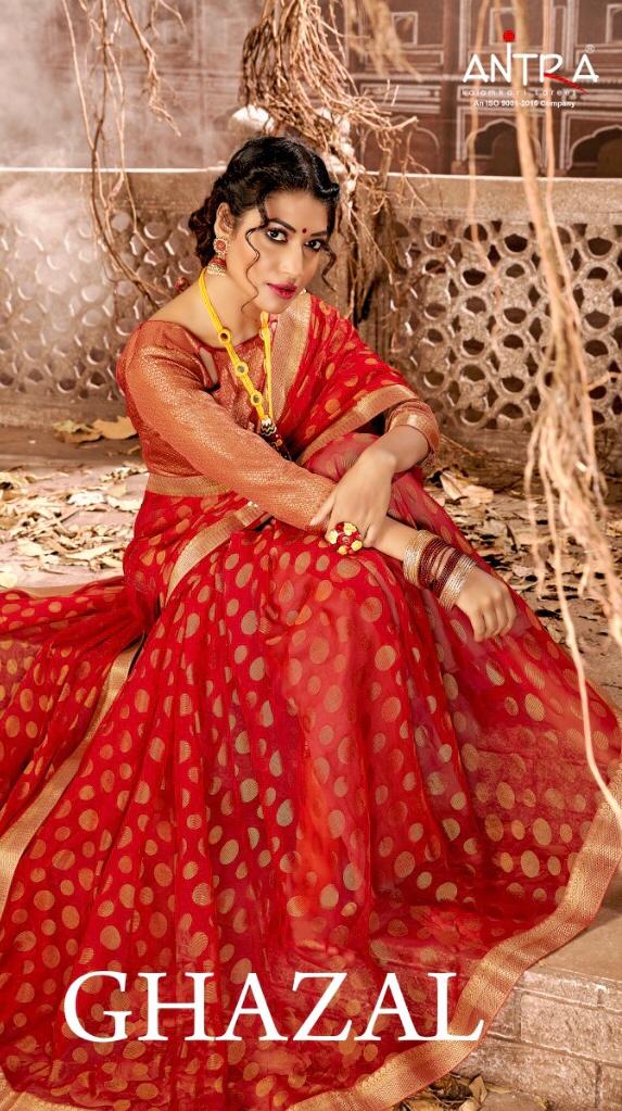 Ghazal By Antra Lifestyle 55201 Series Fancy Brasso Printed Saree Catlog Wholesaler Surat