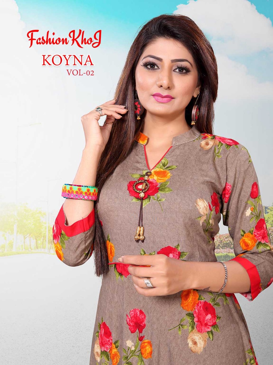 Koyna Vol 2 By Fashion Khoj 201 Series Fancy Reyon Printed Kurti Catlog Wholesale Dealer Surat