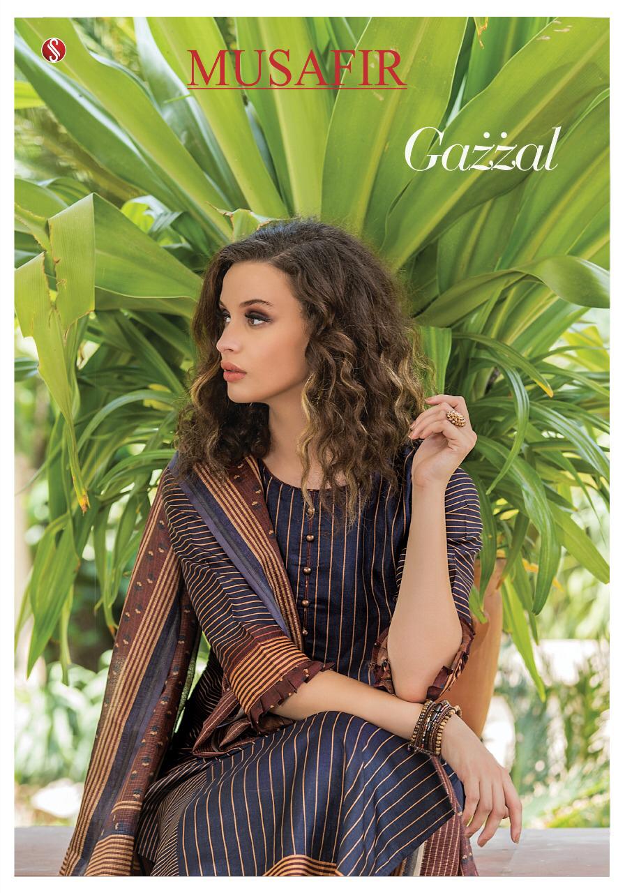 Gazzal By Sri Musafir 802 Series Fancy Cotton Satin Printed Salwar Kameez Catlog Wholesaler Surat